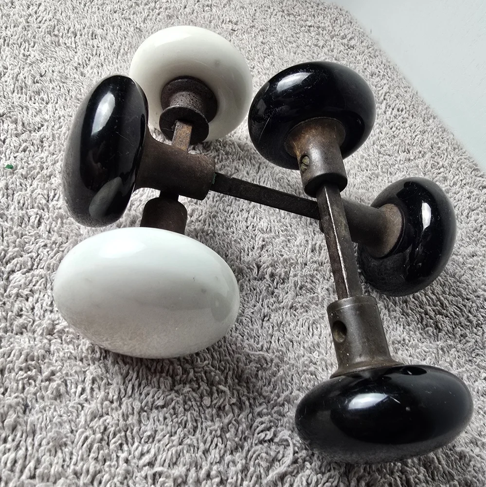 Vintage Black and White Door Knob Set